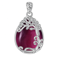 wholesale 925 Sterling Silver Filigree Teardrop Pendant Necklace for Women-NN-Tree of Life Amethyst Necklace Without Chain