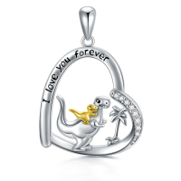 wholesale 925 Sterling Silver Dinosaur Pendant Necklace Wholesale Love You Forever-Dinosaur Without Chain