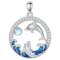 wholesale 925 Sterling Silver Dolphin Pendant Necklace-Dolphin Without Chain