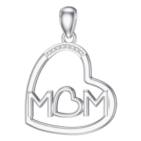wholesale 925 Sterling Silver Mom Pendant With Heart And Diamond Details-B Without Chain