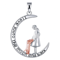 wholesale 925 Sterling Silver I Love You To The Moon And Back Pendant Necklace-Dog necklace Without Chain