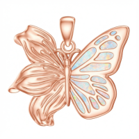 wholesale 925 Sterling Silver Butterfly Necklace-19-Butterfly Lily Flower Necklace Without Chain