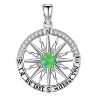 wholesale 925 Sterling Silver Green Opal Compass Necklace I'd be lost without you Pendant Gift for Women-E May Without Chain