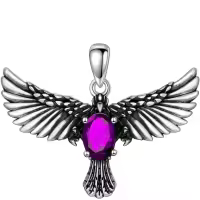 wholesale 925 Sterling Silver Birthstone Eagle Necklace for Women-February Without Chain