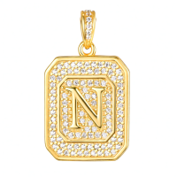 wholesale Gold Filled 925 Sterling Silver Letter Jewelry Necklace for Women Gift for Mom Wife Birthday Anniversary Christmas-Letter N Without Chain