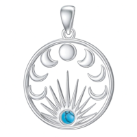 wholesale 925 Sterling Silver Moon Phase Pendant With Blue Stone-1 Without Chain