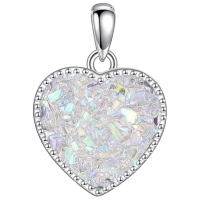 wholesale 925 Sterling Silver Heart Pendant With Mosaic Crystal Charm Necklace Wholesale For Women-White Heart Without Chain