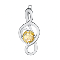 wholesale 925 Sterling Silver 12 Birthstone Music Note Necklace for Women-11-November-Citrine Without Chain
