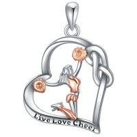wholesale 925 Sterling Silver Cheerleading Heart Pendant With Live Love Cheer-Cheerleader-3 Without Chain