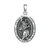 wholesale 925 Sterling Silver Saint Peter Prayer Pendant Necklace For Men And Women Religious Jewelry-Saint Peter Without Chain