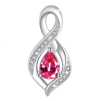 wholesale 925 Sterling Silver Infinity Birthstone Teardrop Pendant Necklace for Women-July Without Chain