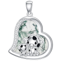 wholesale 925 Sterling Silver Mom Heart Pendant Necklace Wholesale With Yellow Amber And Tulip Design-0-143