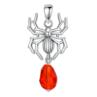 wholesale 925 Sterling Silver Spider Pendant with Red Crystal Gemstone Necklace s for Her-Spider 2 Without Chain