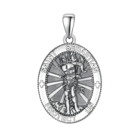 wholesale 925 Sterling Silver Patron Saint Medal Amulet Necklace for Men 2 5mm 22 +2 Chain-A21-Saint Sebastian Without Chain