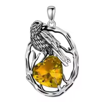 wholesale 925 Sterling Silver Birthstone Raven Necklace for Women-November Without Chain