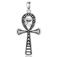 wholesale 925 Sterling Silver Ankh Pendant with Eye of Horus and Egyptian Coptic Cross Design Necklace for Men & Women Gifts-03- eye of horus Without Chain
