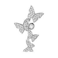wholesale 925 Sterling Silver CZ Butterfly Pendant Necklace w/ Austrian Crystal Accents & Extender Chain (18+2)-A - Silvery Without Chain