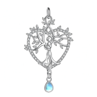 wholesale 925 Sterling Silver Celtic Tree of Life with Abalone and Moonstone Pendant Necklace for Women-D-Tree of Life Without Chain