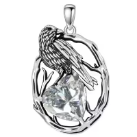 wholesale 925 Sterling Silver Birthstone Raven Necklace for Women-April Without Chain