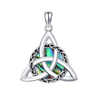 wholesale 925 Sterling Silver Triquetra Celtic Knot Abalone Shell Pendant Necklace for Women-Celtic Knot Without Chain