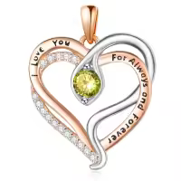 wholesale 925 Sterling Silver Snake Pendant Necklace with Birthstone for Women-08 Aug - Peridot Without Chain