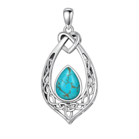 wholesale 925 Sterling Silver Celtic Knot Pendant With Turquoise-Turquoise Without Chain