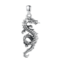 wholesale 925 Sterling Silver Dragon Pendant Necklace for Men Women Valentines Day Gifts-B-0002 Without Chain