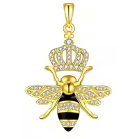 wholesale 925 Sterling Silver Honeycomb Bee with Crown Pendant Necklace for Women Girls Gifts-Queen Bee Necklace 2 Without Chain