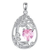 wholesale 925 Sterling Silver Heart Pendant Necklace Wholesale Gold Plated-10-Oct-Tourmaline Without Chain