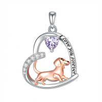 wholesale 925 Sterling Silver Corgi Love Forever Pendant Necklace-1-06-June Without Chain