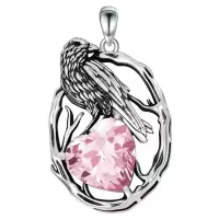 wholesale 925 Sterling Silver Birthstone Raven Necklace for Women-October Without Chain