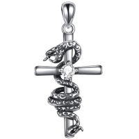 wholesale 925 Sterling Silver Snake and Cross Pendant Necklaces for Men & Women - Vintage Style Irish s-Snake Cross Necklace Without Chain