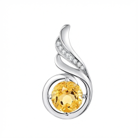 wholesale 925 Sterling Silver Opal CZ Moonstone 12 Month Birthstone Necklace for Women-11-Nov-Lab Created Citrine Without Chain