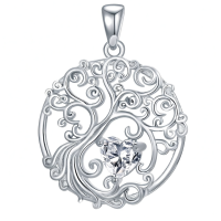 wholesale 925 Sterling Silver Heart Moonstone Tree Of Life Pendant Necklace-04-Apri-Diamond Without Chain
