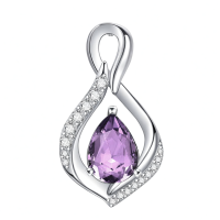 wholesale 925 Sterling Silver Orange Topaz Drop Pendant With Zirconia-06 Jun Without Chain