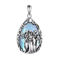 wholesale 925 Sterling Silver Teardrop Pendant With Angel Figure-Triple Goddess Moonstone Without Chain