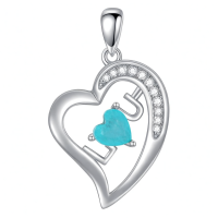 wholesale 925 Sterling Silver Turquoise Heart Key Pendant Necklace for Women-Style 12 Without Chain