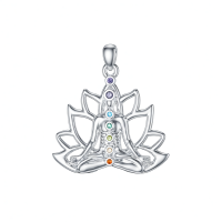 wholesale 925 Sterling Silver Lotus Chakra Yoga Necklace-7 Chakra Without Chain