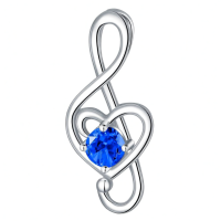 wholesale 925 Sterling Silver 12 Birthstone Music Note Necklace for Women-09-September-Sapphire Without Chain