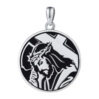 wholesale 925 Sterling Silver Jesus Christ Crown Of Thorns Cross Pendant Necklace-Jesus Round Medal Without Chain