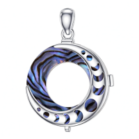 wholesale 925 Sterling Silver Abalone Shell Triple Goddess Moon Phase Locket Necklace for Women-Abalone Shell Without Chain