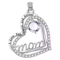 wholesale  S925 Sterling Silver Alexandrite Mom Necklace, 1CT Natural Birthstone Pendant for Women, Heart Jewelry Gift for Mother, Mother-in-Law, Birthday, Mothers Day, Anniversary-06 June - Alexandrite Without Chain