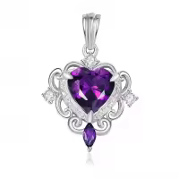 wholesale 925 Sterling Silver Amethyst Birthstone Necklace for Women-Purple Without Chain