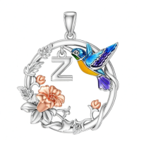 wholesale 925 Sterling Silver Z Initial Hummingbird Pendant Necklace-Z Without Chain