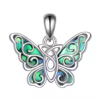 wholesale 925 Sterling Silver Abalone Shell Butterfly Pendant Necklace Celtic Knot  for Her-Butterfly Abalone Without Chain