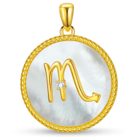 wholesale 925 Silver Scorpio Zodiac Pendant Necklace Gold Plated White Mother Of Pearl Lab Moissanite-Scorpio Without Chain