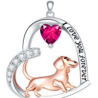 wholesale 925 Sterling Silver Corgi Love Forever Pendant Necklace-1-07-July Without Chain