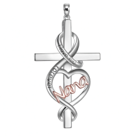 wholesale 925 Sterling Silver Cross Necklace Infinity Heart Rose Gold Nana I Love You Forever-silver-Nana Cross Necklace Without Chain