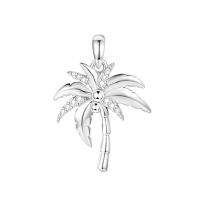 wholesale 925 Sterling Silver Coconut Palm Tree Pendant Necklace with CZ Stones and Chain 24-Palm Tree Without Chain