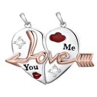 wholesale 925 Sterling Silver Love Arrow Cat Couples Heart Necklaces Gifts for Couples-Love Arrow Without Chain